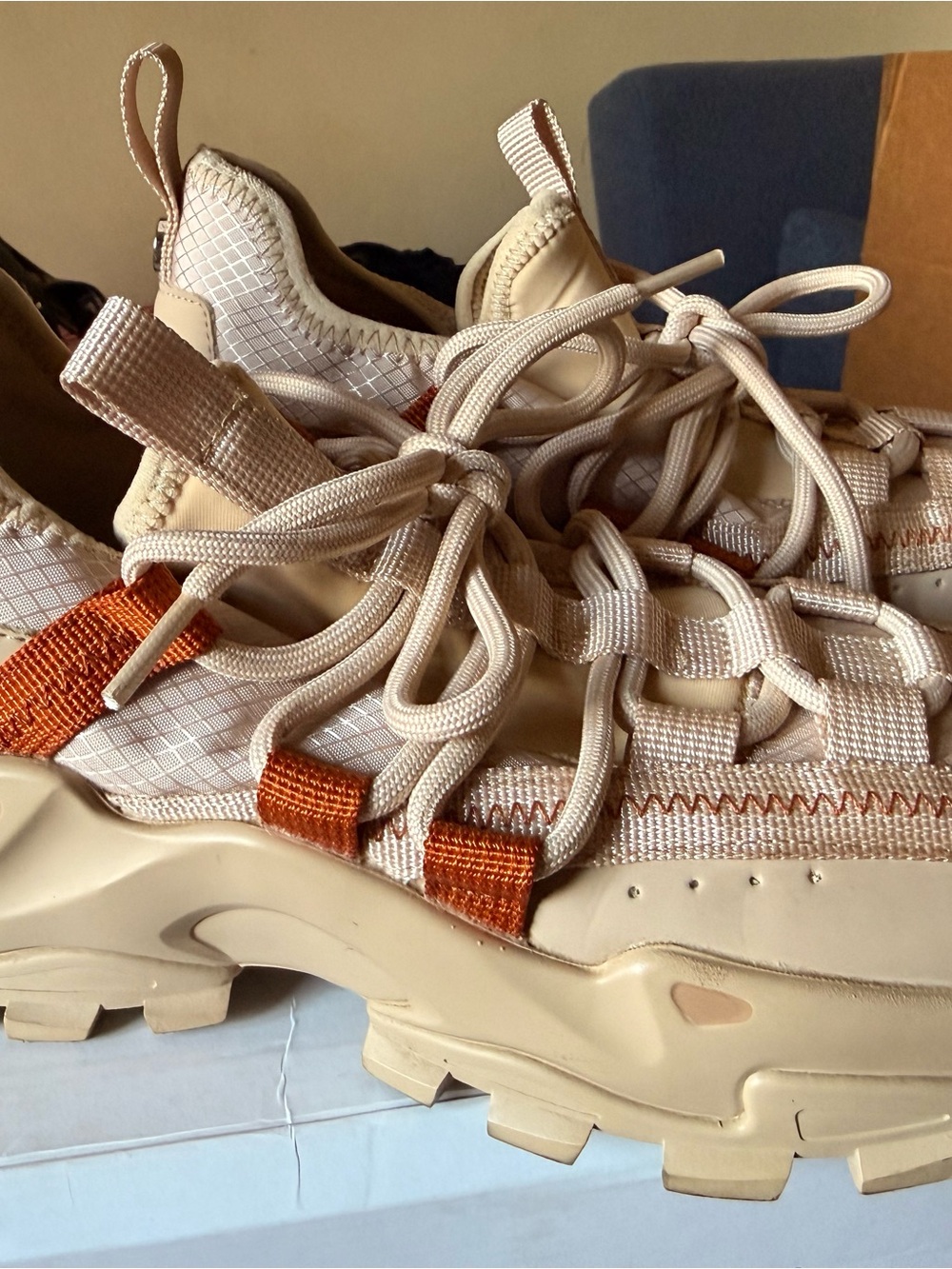 Steve Madden Beige and Orange Women's Sneakers